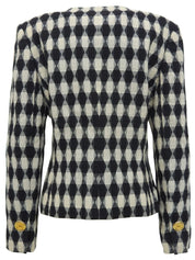 Argyle Pattern Jacket Black/White