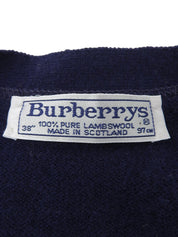 藏青色/红色/白色菱形花纹开衫