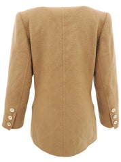 デザインポケットノーカラージャケット キャメル