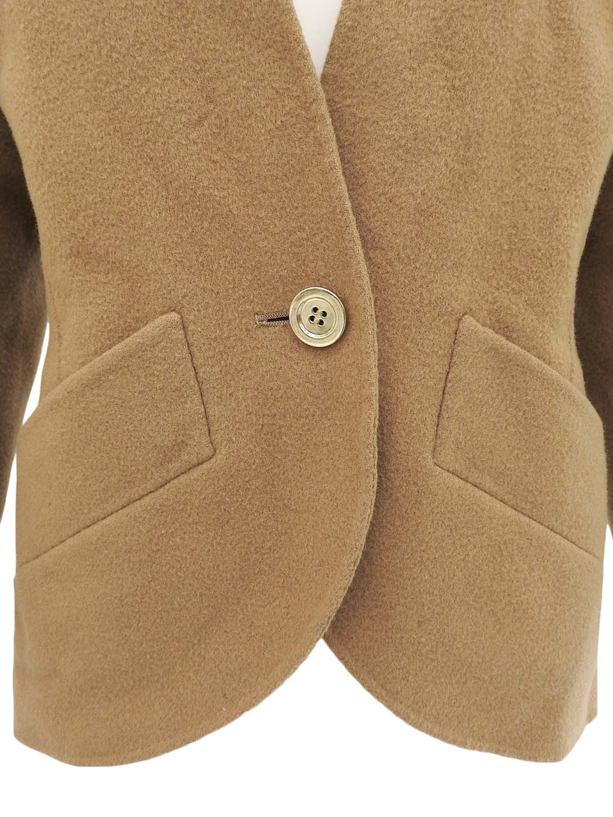 デザインポケットノーカラージャケット キャメル