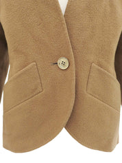 デザインポケットノーカラージャケット キャメル