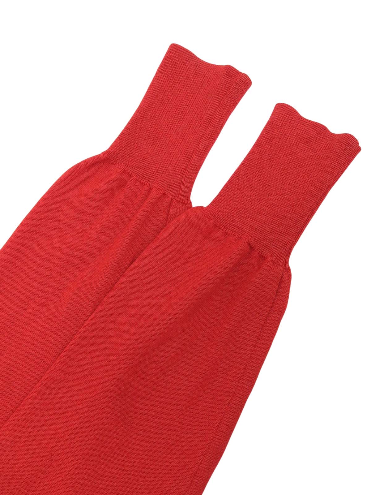 リボンデザイン長袖ニットトップス レッド/ブラック