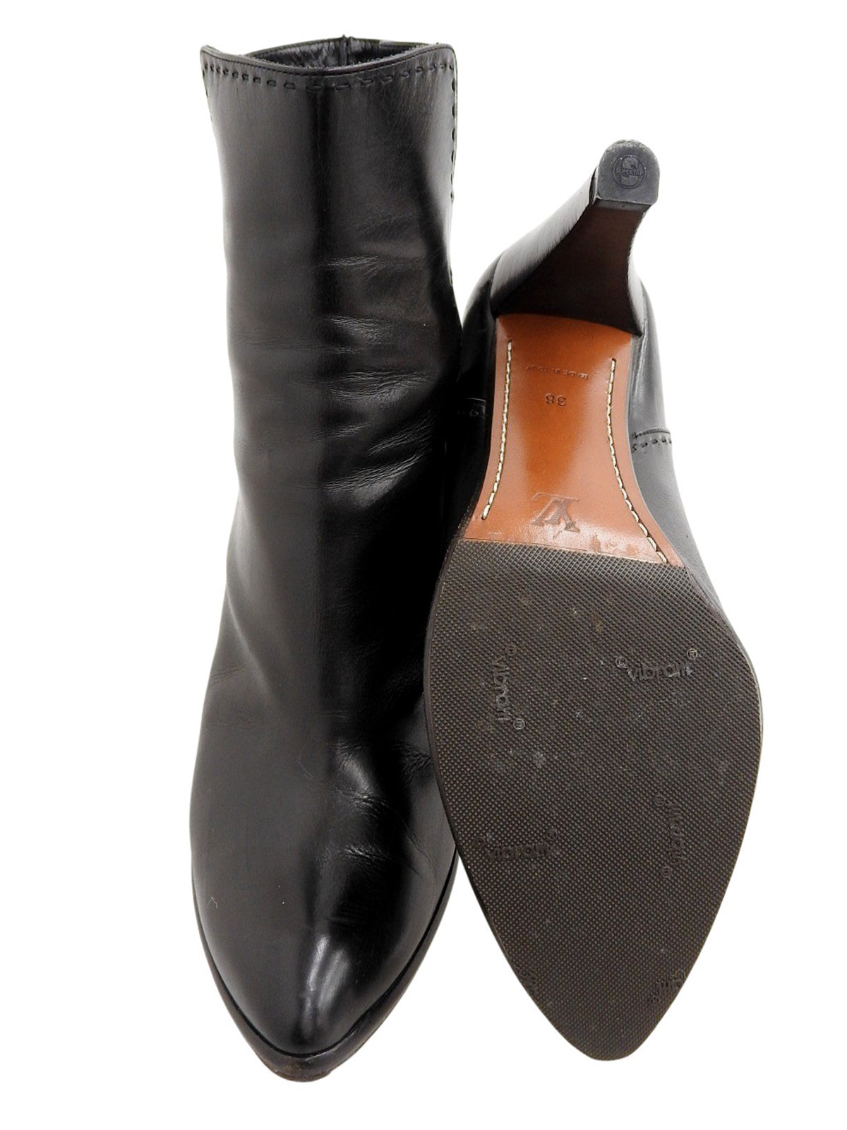 Leather Logo Buckle Short Boots Black