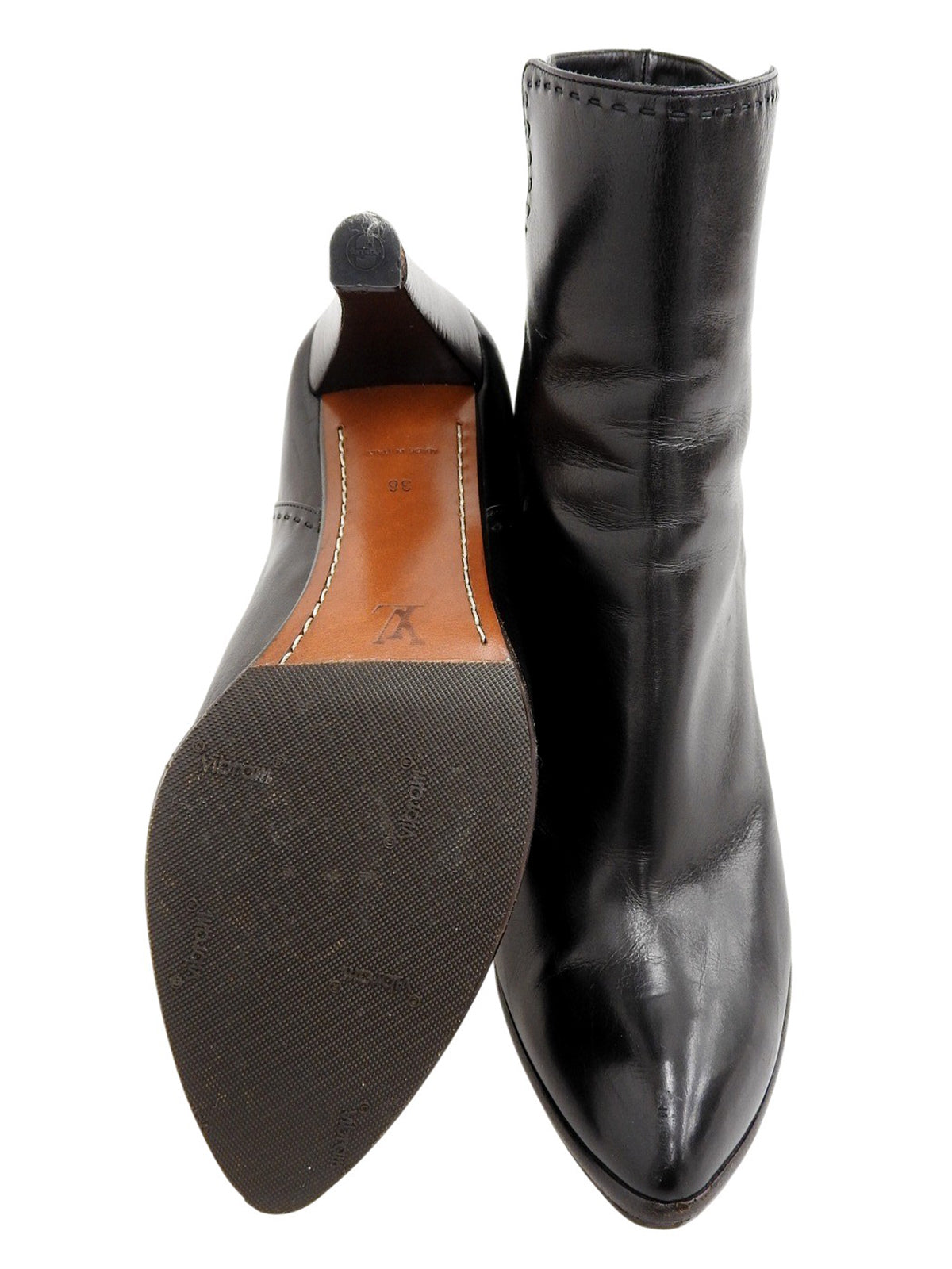 Leather Logo Buckle Short Boots Black