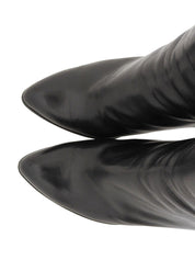 Leather Logo Buckle Short Boots Black