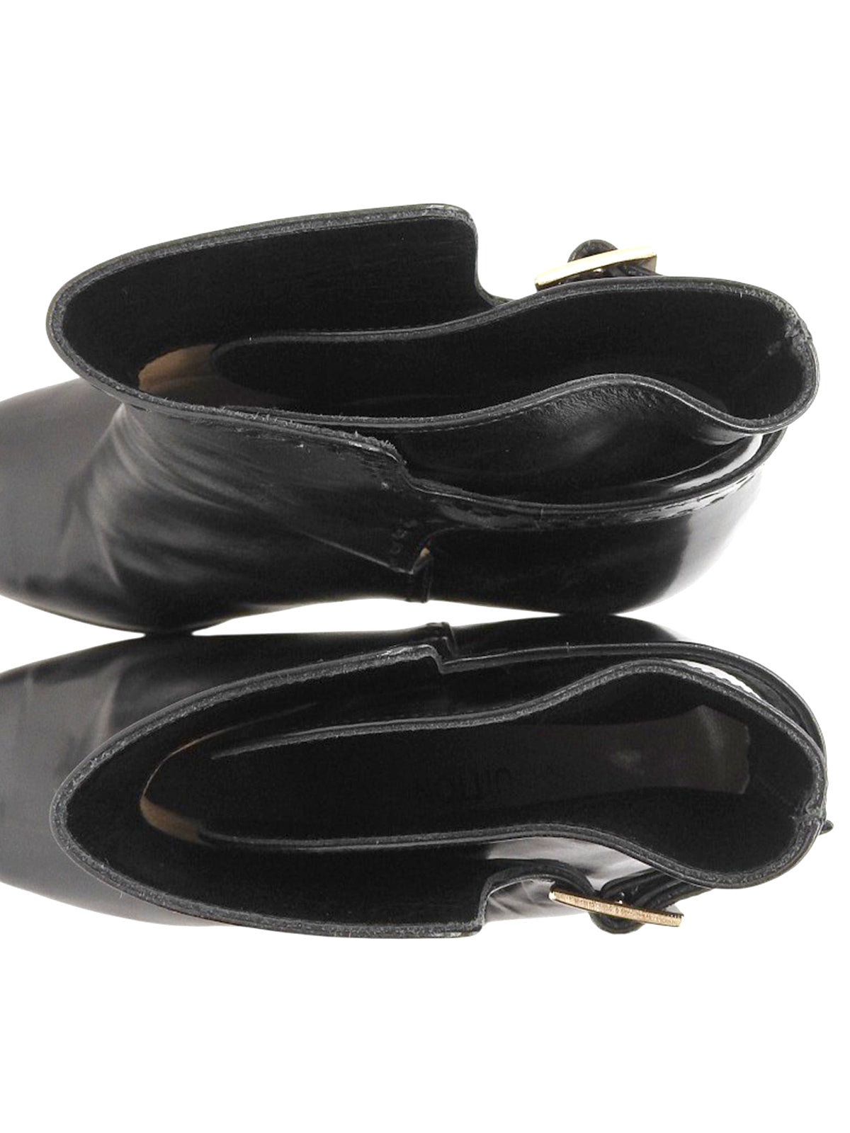 Leather Logo Buckle Short Boots Black