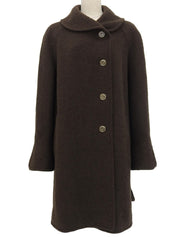 ウールロゴボタンロングコート ブラウン