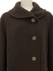 ウールロゴボタンロングコート ブラウン