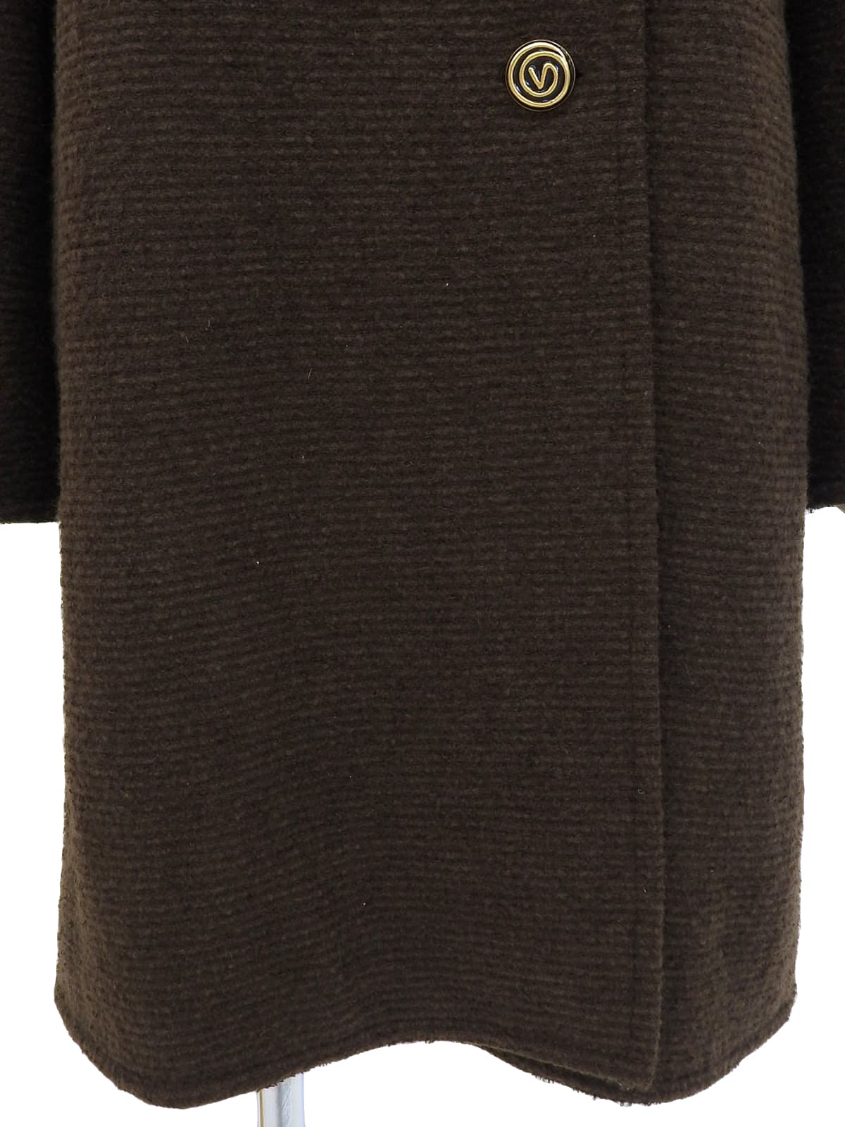 ウールロゴボタンロングコート ブラウン