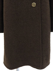 ウールロゴボタンロングコート ブラウン