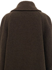 ウールロゴボタンロングコート ブラウン