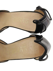 Horsebit Plate Lace-Up Sandals in Black