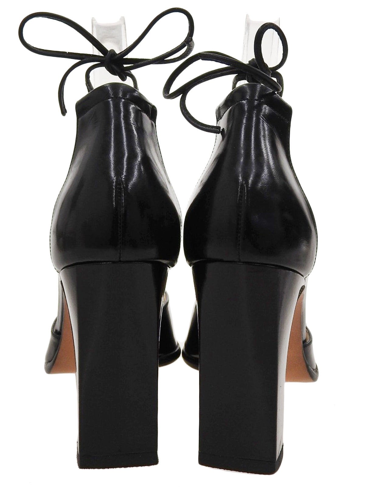 Horsebit Plate Lace-Up Sandals in Black