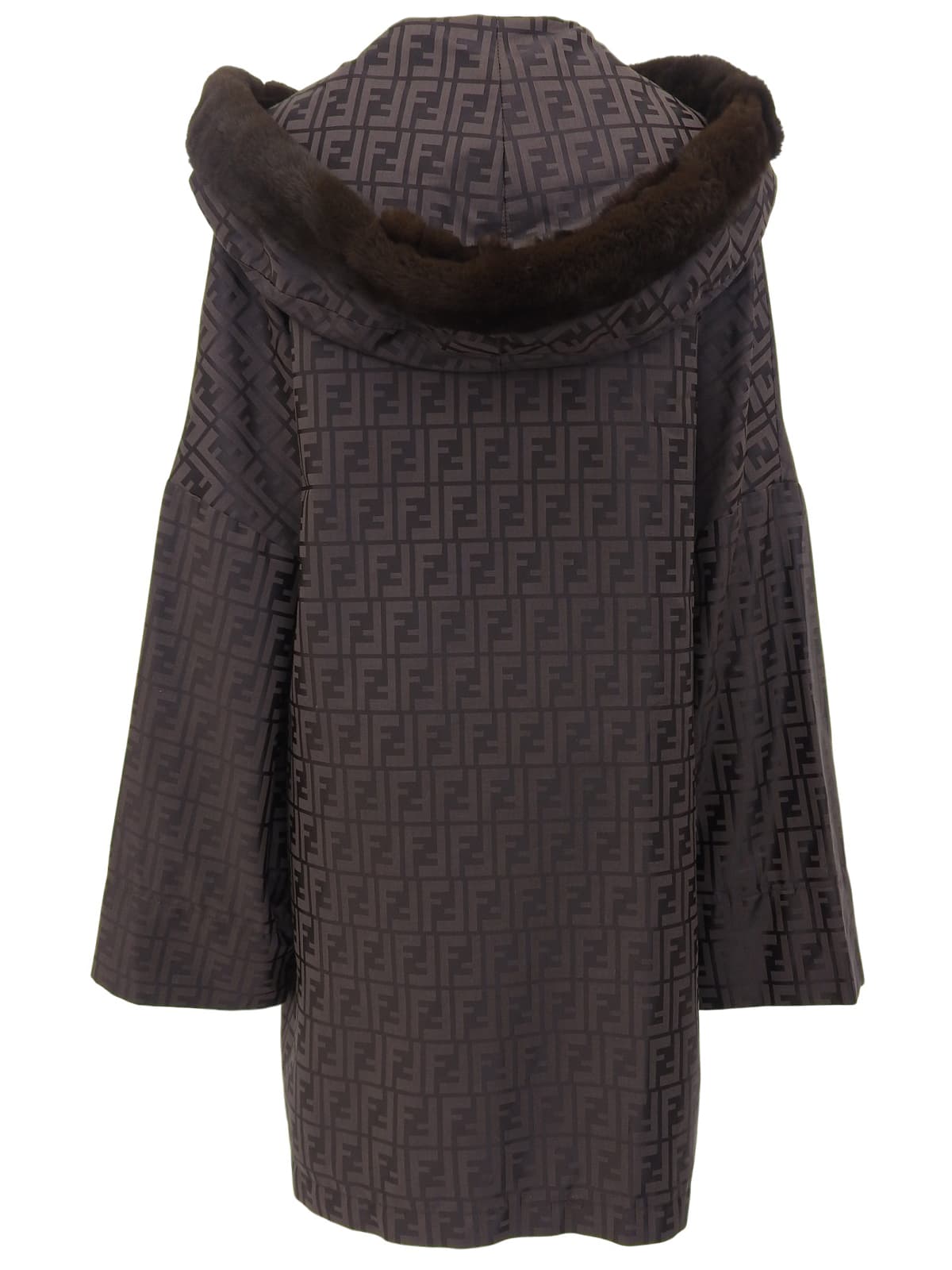 FF Zucca Pattern Fur Blouson Dark Brown