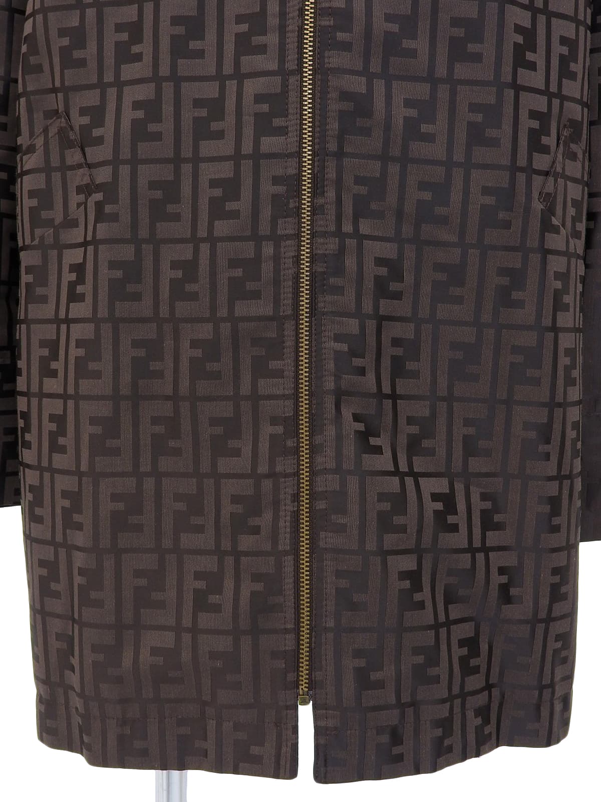 FF Zucca Pattern Fur Blouson Dark Brown