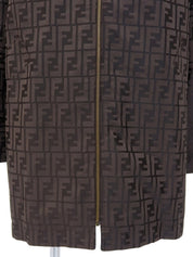 FF Zucca Pattern Fur Blouson Dark Brown