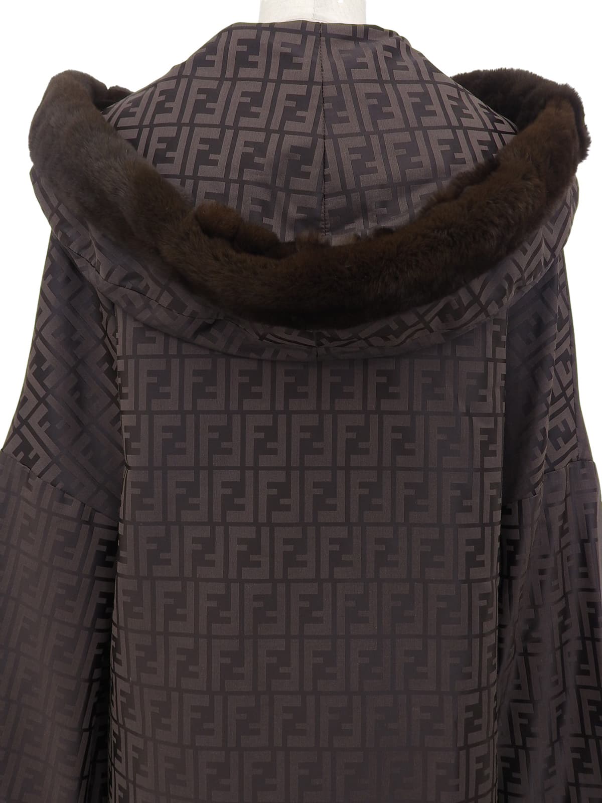 FF Zucca Pattern Fur Blouson Dark Brown