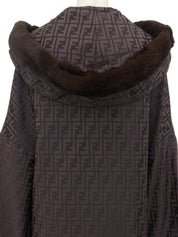 FF Zucca Pattern Fur Blouson Dark Brown