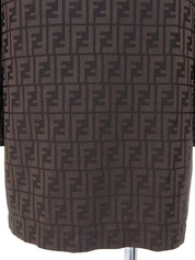 FF Zucca Pattern Fur Blouson Dark Brown