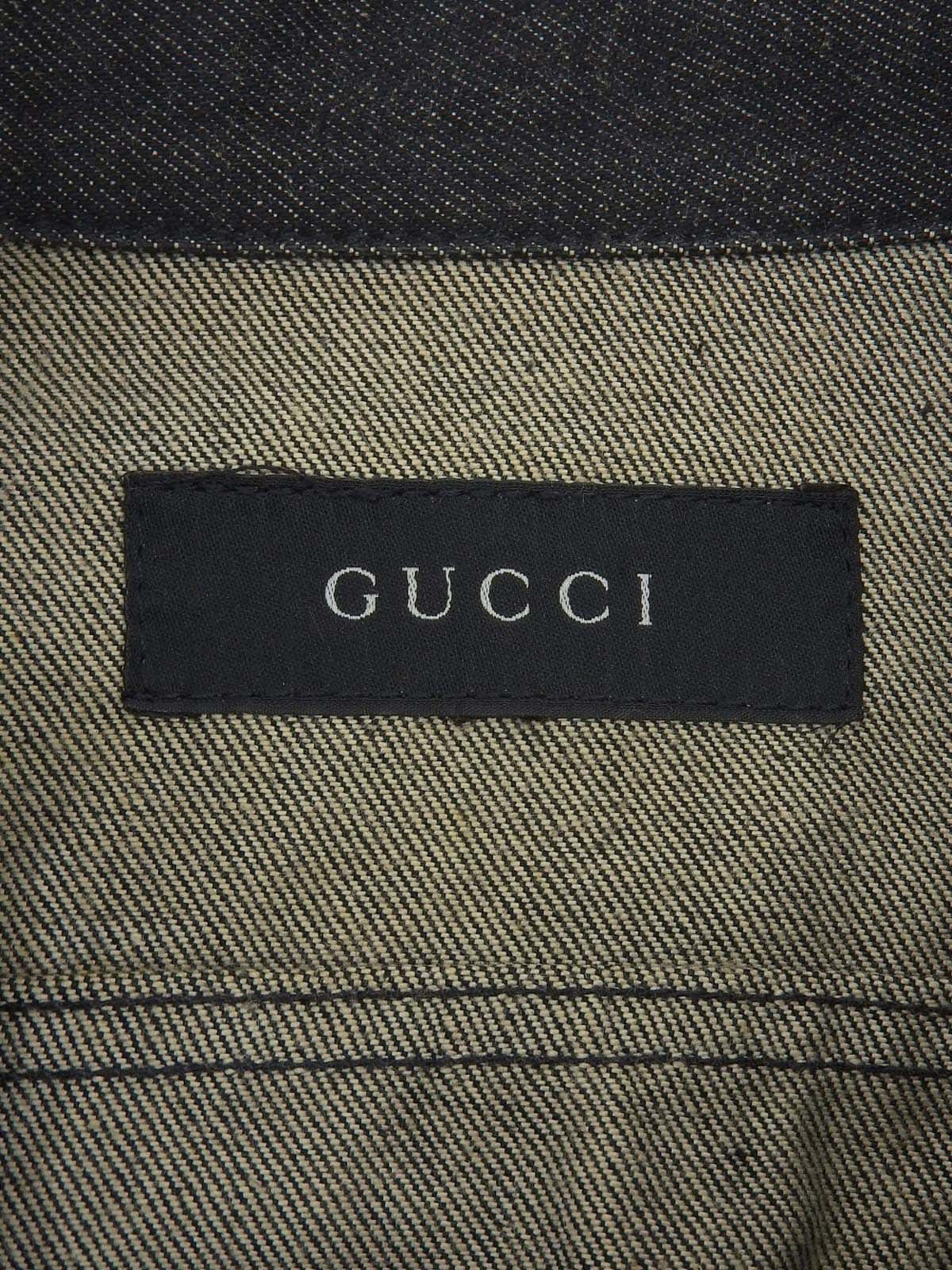 デニムシェリーラインロゴボタンジャケット ブラック