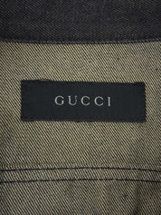 デニムシェリーラインロゴボタンジャケット ブラック