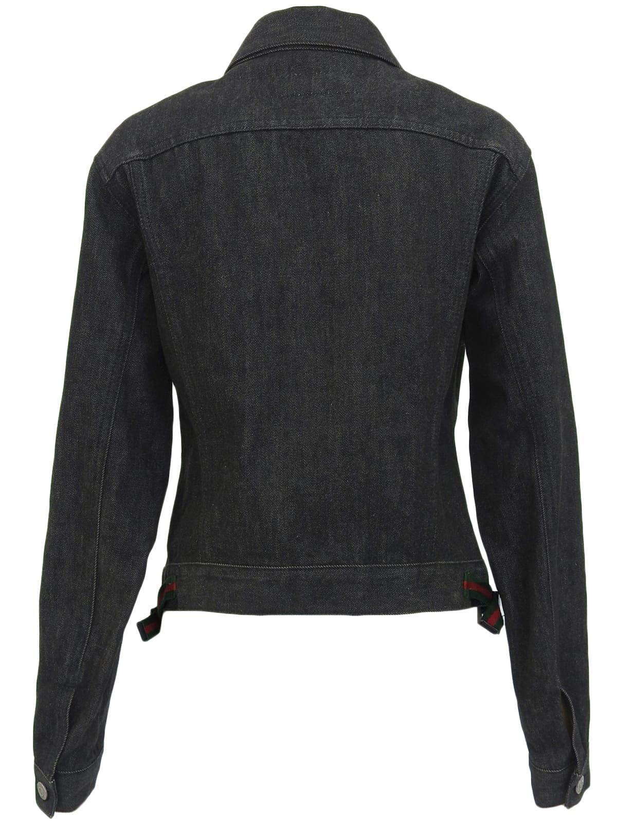 デニムシェリーラインロゴボタンジャケット ブラック