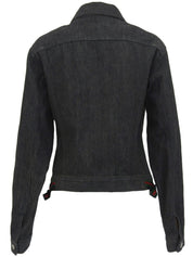 デニムシェリーラインロゴボタンジャケット ブラック