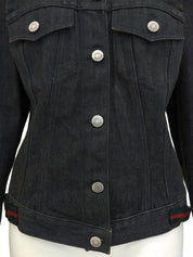 デニムシェリーラインロゴボタンジャケット ブラック
