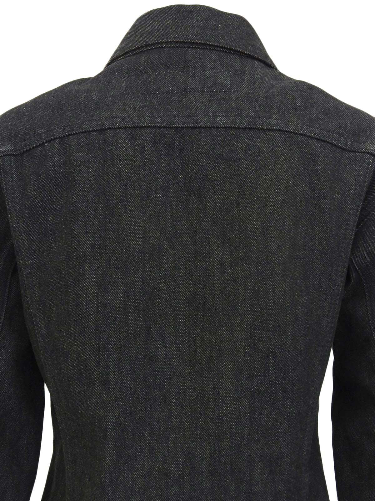 デニムシェリーラインロゴボタンジャケット ブラック