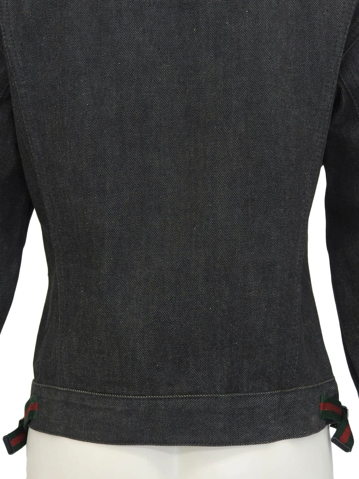 デニムシェリーラインロゴボタンジャケット ブラック