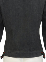 デニムシェリーラインロゴボタンジャケット ブラック