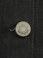 デニムシェリーラインロゴボタンジャケット ブラック