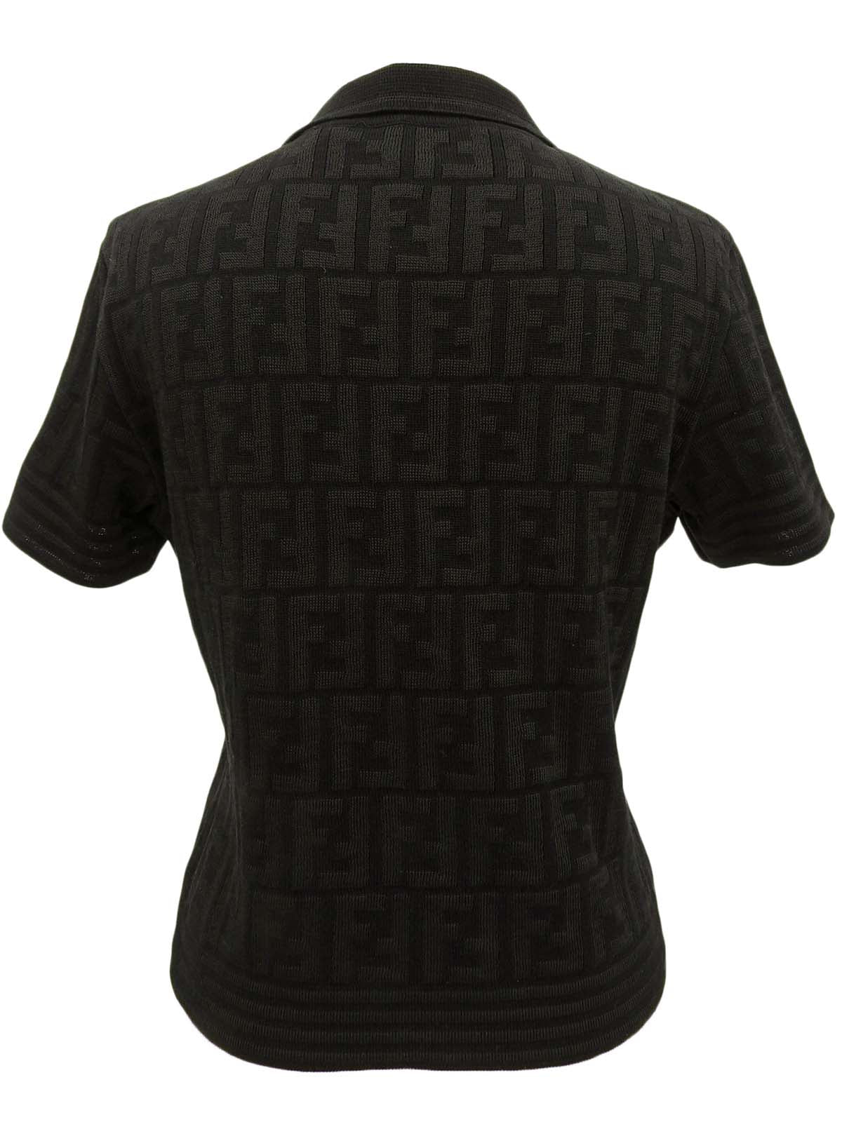 FFズッカパターン半袖ニットトップス ブラック