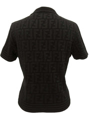 FFズッカパターン半袖ニットトップス ブラック