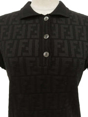 FFズッカパターン半袖ニットトップス ブラック