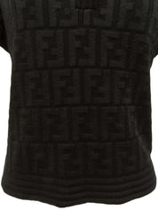 FFズッカパターン半袖ニットトップス ブラック