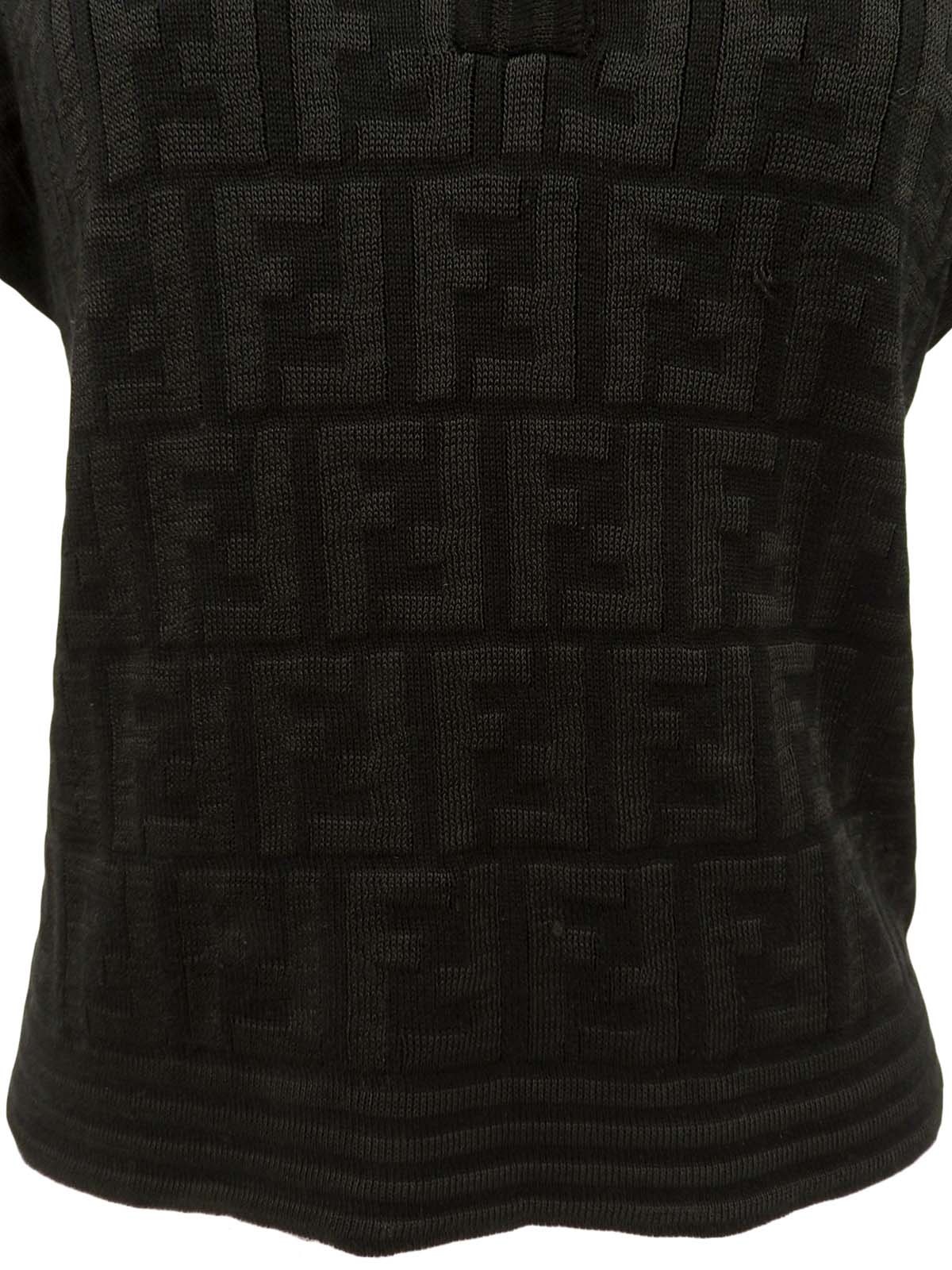 FFズッカパターン半袖ニットトップス ブラック