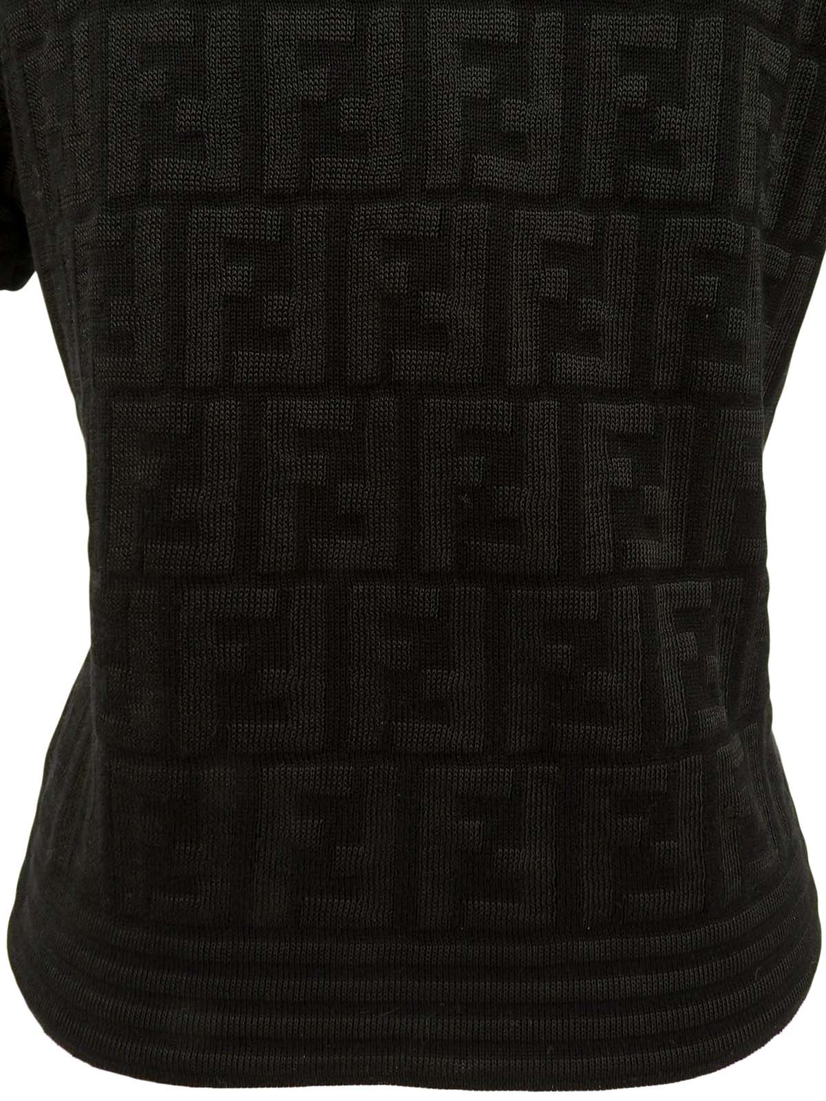 FFズッカパターン半袖ニットトップス ブラック