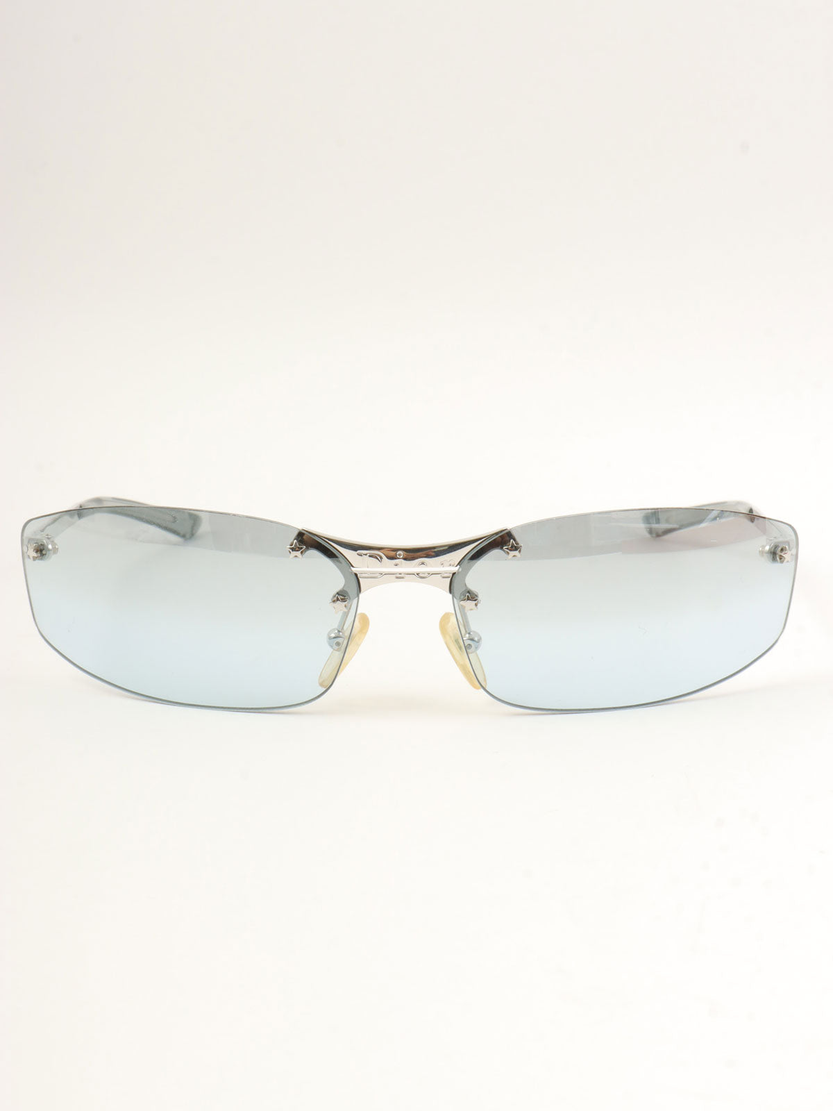 Logo Plate Rimless Sunglasses Blue