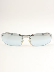 Logo Plate Rimless Sunglasses Blue