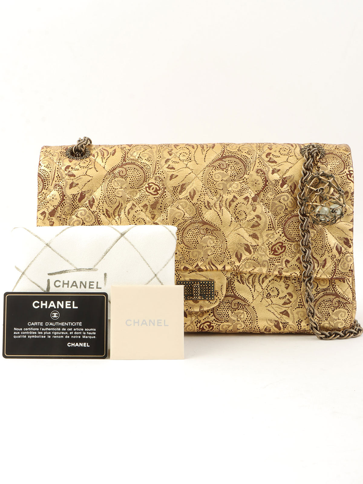 2008年頃製 パリモスクワコレクション2.55チェーンショルダーバッグ ゴールド／ブラウン