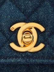 1990s Denim CC Turnlock Shoulder Bag Mini Indigo