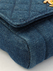 1990s Denim CC Turnlock Shoulder Bag Mini Indigo