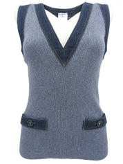 2007 Cotton Denim Combination Vest Blue