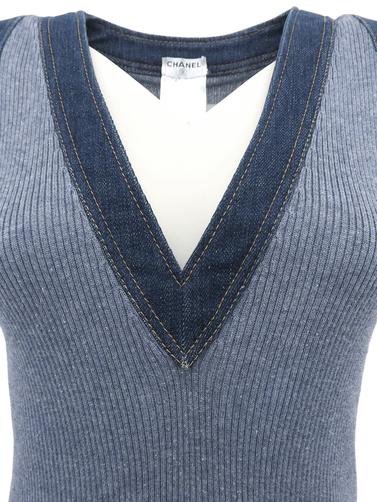 2007 Cotton Denim Combination Vest Blue