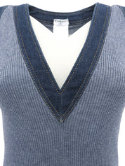 2007 Cotton Denim Combination Vest Blue