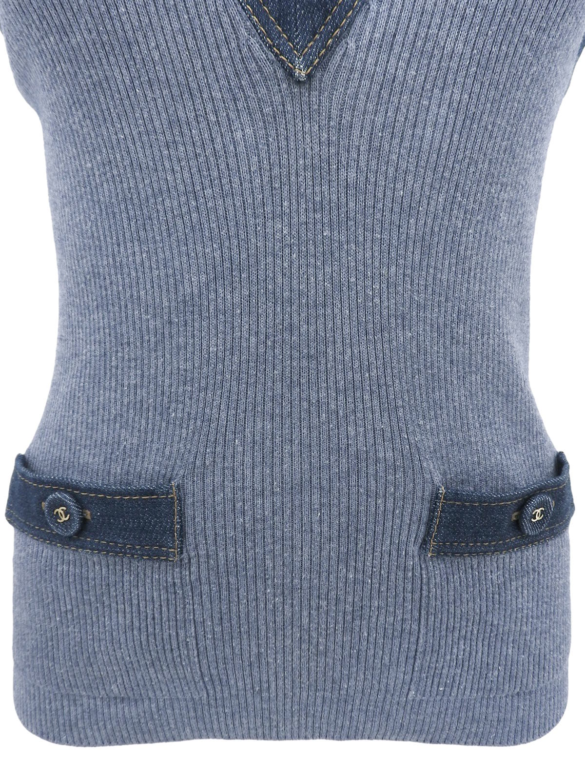 2007 Cotton Denim Combination Vest Blue