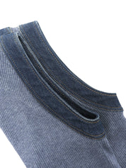 2007 Cotton Denim Combination Vest Blue