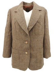 ウールロゴボタンエルボーパッチジャケット ブラウン/グレー