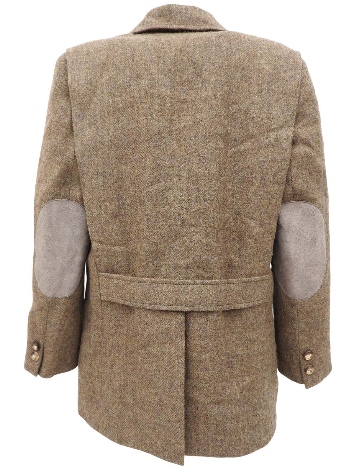 ウールロゴボタンエルボーパッチジャケット ブラウン/グレー